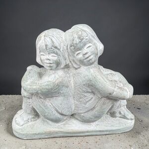 Isabel Bloom Two Girls Back to Back Garden Statue Figurine Verdigris 2002 VTG